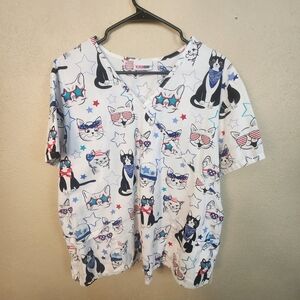 Scrubstar Cat Print Scrub Top 2XL (5977)